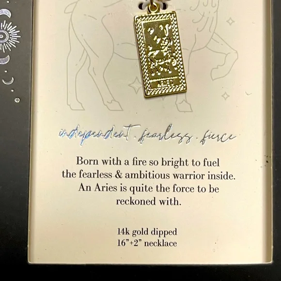 14k Gold Dipped 'ARIES' Zodiac Pendant Necklace - Picture 2 of 2